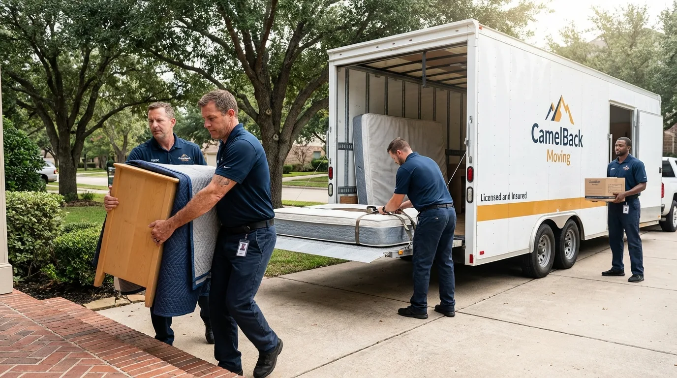 Crew loading residential truck for cross-state move from Lake City, PA
