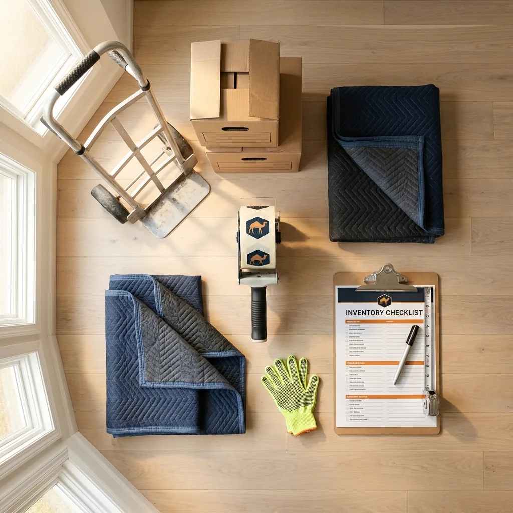 Professional moving supplies and packing materials layout for Lake City residential relocations